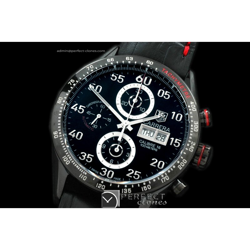 TGCA00126 Carrera 43mm Limited Ed Chrono DLC/LE Blk A-7750