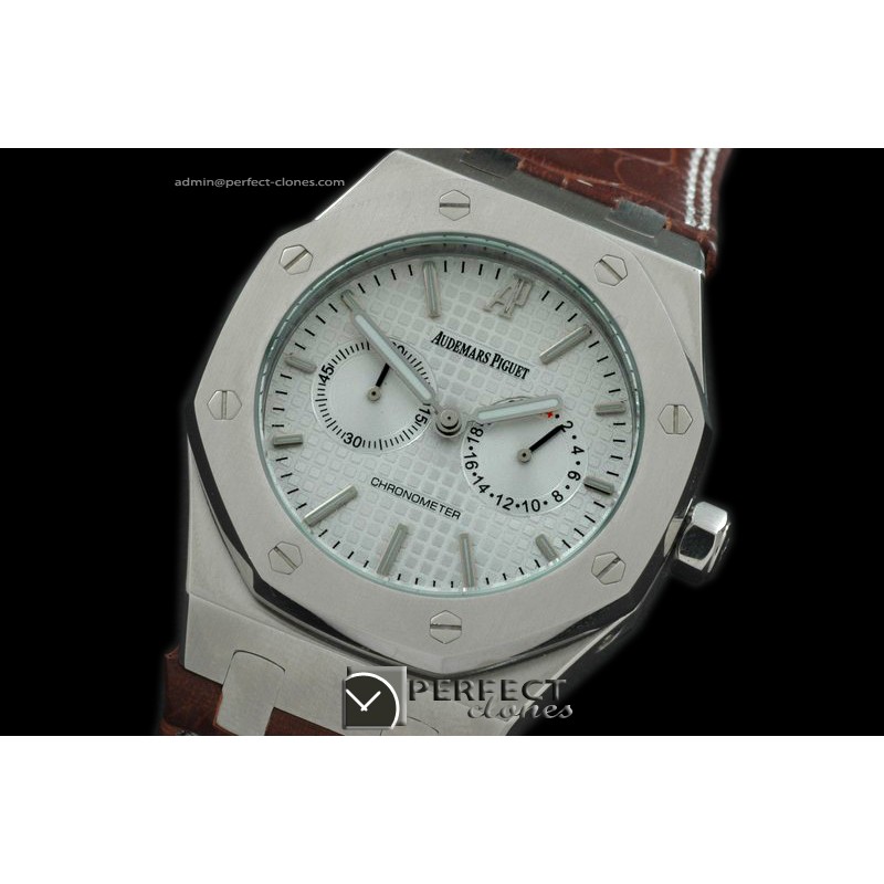 APROC10002 Royal Oak Calender SS/LE White Jap Quartz
