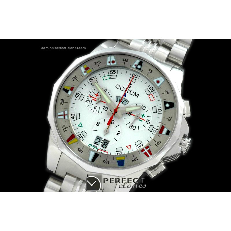 CO10201 Admiral's Cup Chronograph SS/SS White Swiss Eta Qtz