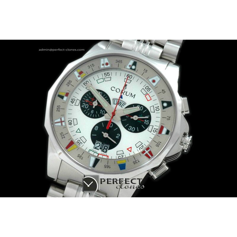 CO10202 Admiral's Cup Chronograph SS/SS Wht/Blk Swiss Eta Qtz