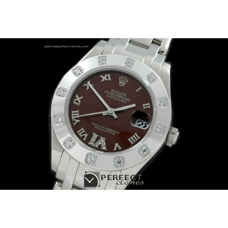 RLMPmS01113 SS 12 Diam Bez Brown Roman Swiss Eta 2836-2