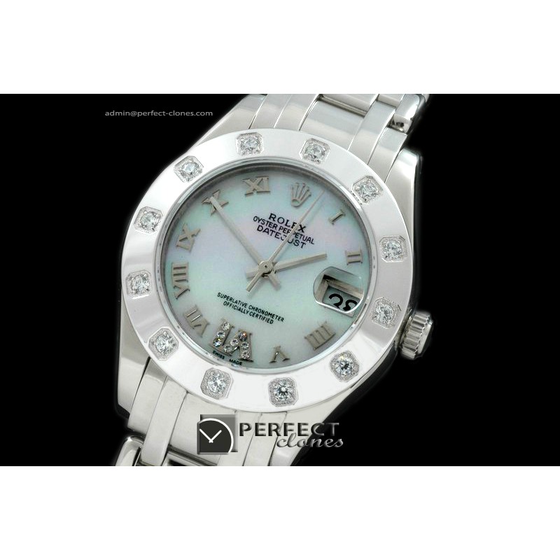 RLMPmS01116 SS 12 Diam Bez M-White Roman Swiss Eta 2836-2
