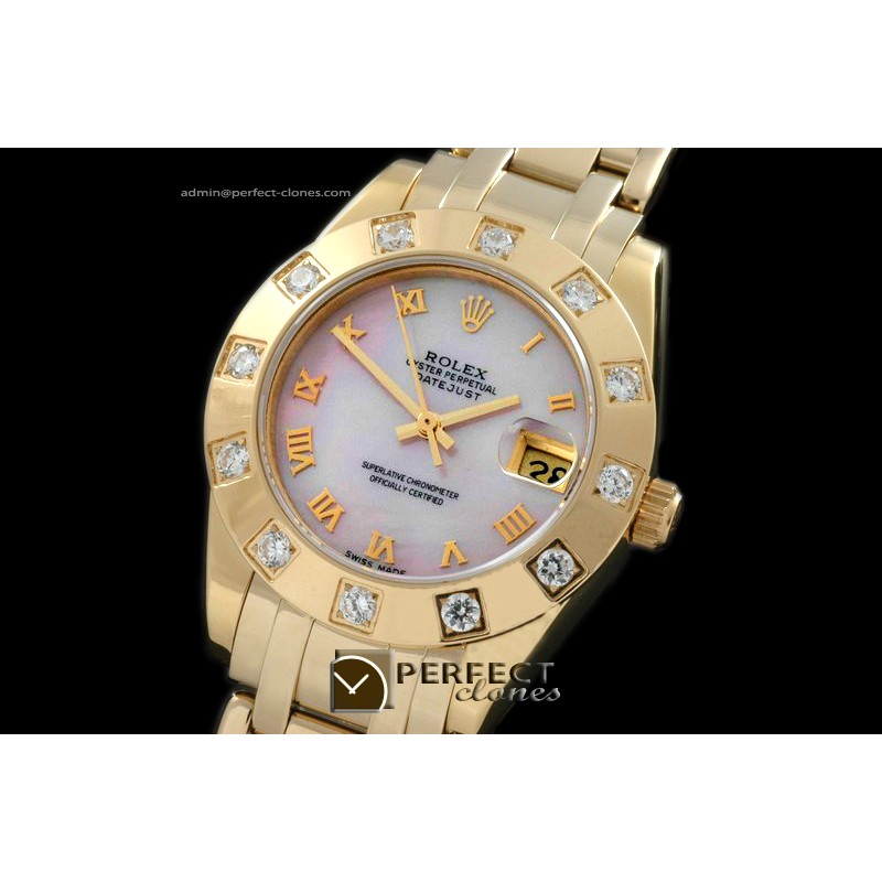 RLMPmF01102 FG 12 Diam Bez MOP Pink Roman Swiss Eta 2836-2