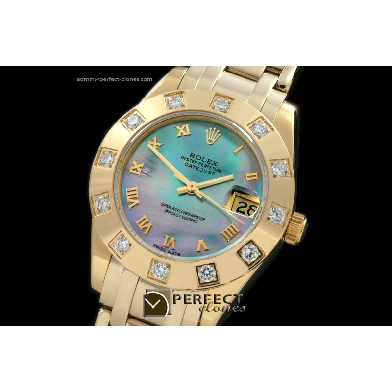 RLMPmF01104 FG 12 Diam Bez MOP Blue Roman Swiss Eta 2836-2