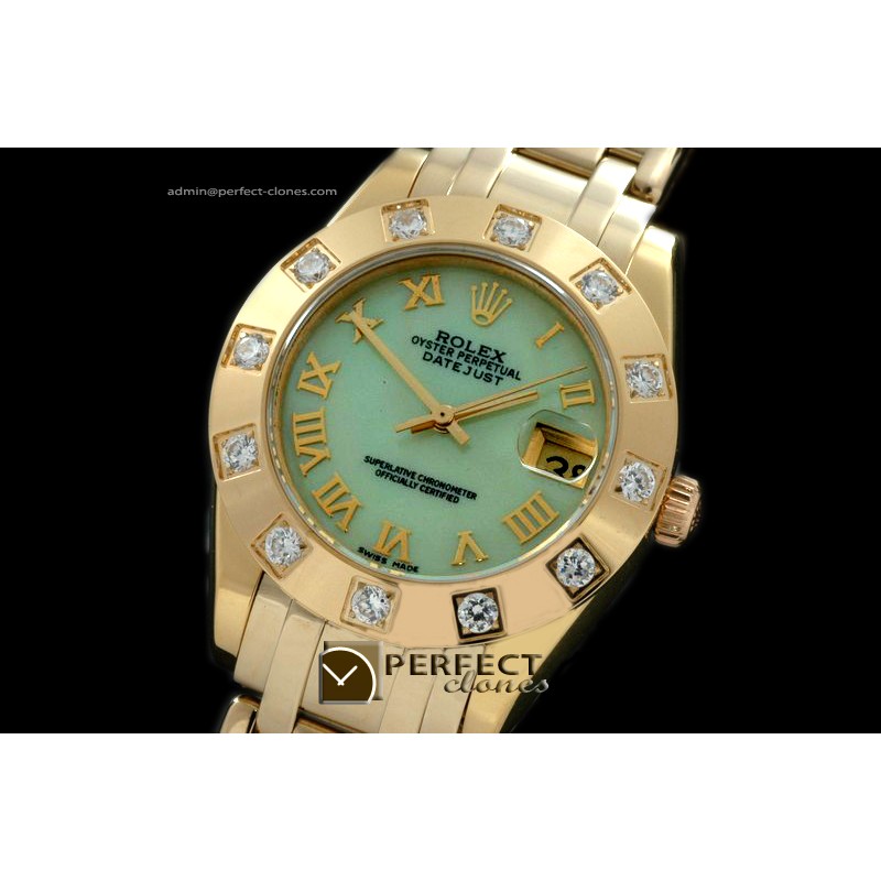 RLMPmF01105 FG 12 Diam Bez MOP Green Roman Swiss Eta 2836-2