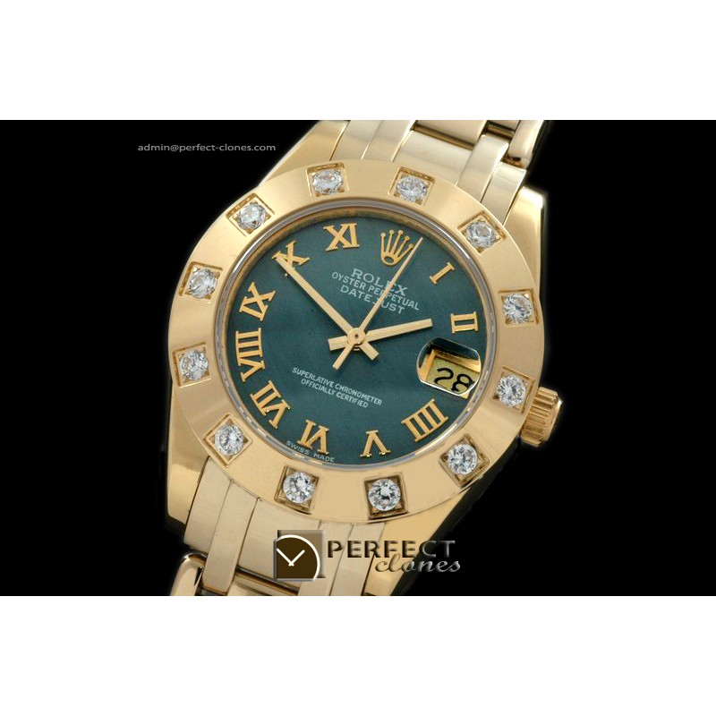 RLMPmF01103 FG 12 Diam Bez MOP Black Roman Swiss Eta 2836-2