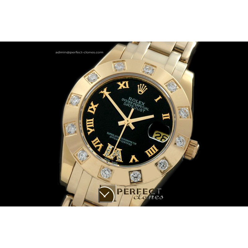 RLMPmF01112 FG 12 Diam Bez Black Roman Swiss Eta 2836-2