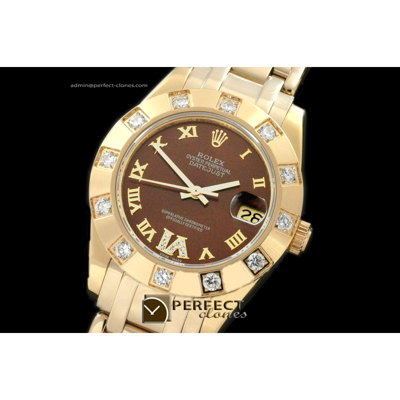 RLMPmF01115 FG 12 Diam Bez Brown Roman Swiss Eta 2836-2