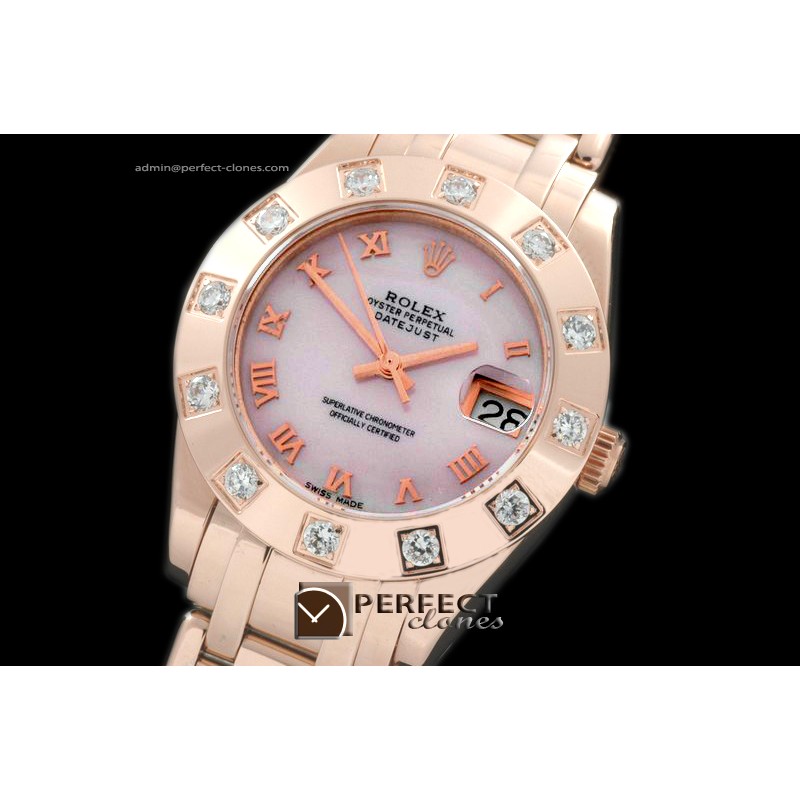 RLMPmR01102 FG 12 Diam Bez MOP Pink Roman Swiss Eta 2836-2