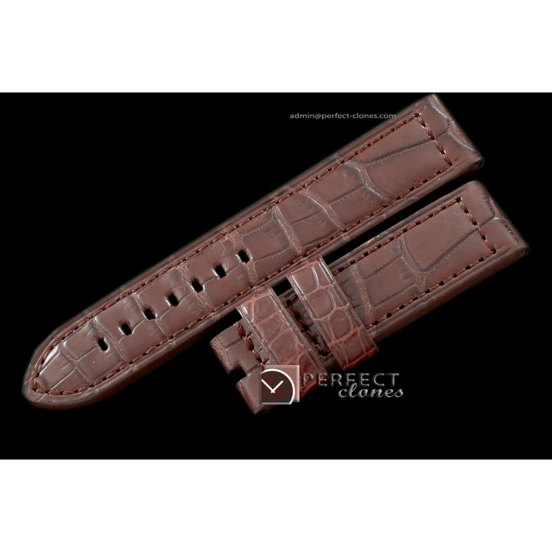 PNA01021 24/24 Brown American Croc Straight Cut Leather Strap