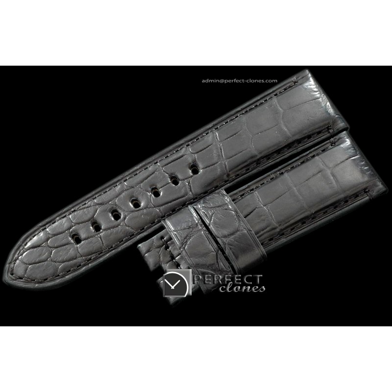 PNA01028 24/22 Black American Croc Taper Cut Leather Strap