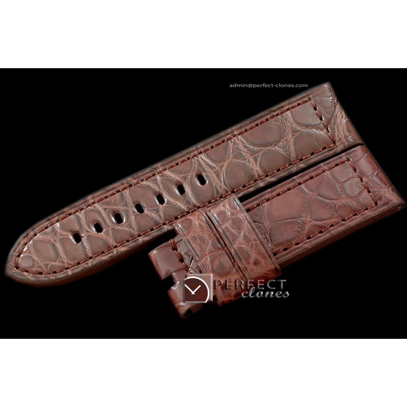 PNA01023 24/24 Brown American Croc Straight Cut Leather Strap