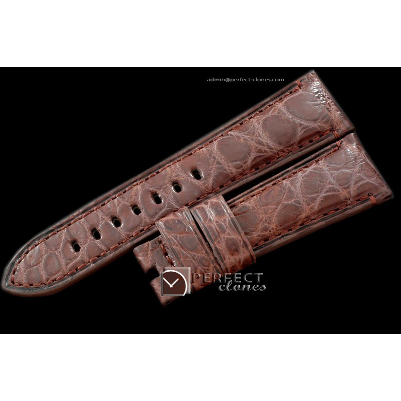 PNA01027 24/22 Brown American Croc Taper Cut Leather Strap