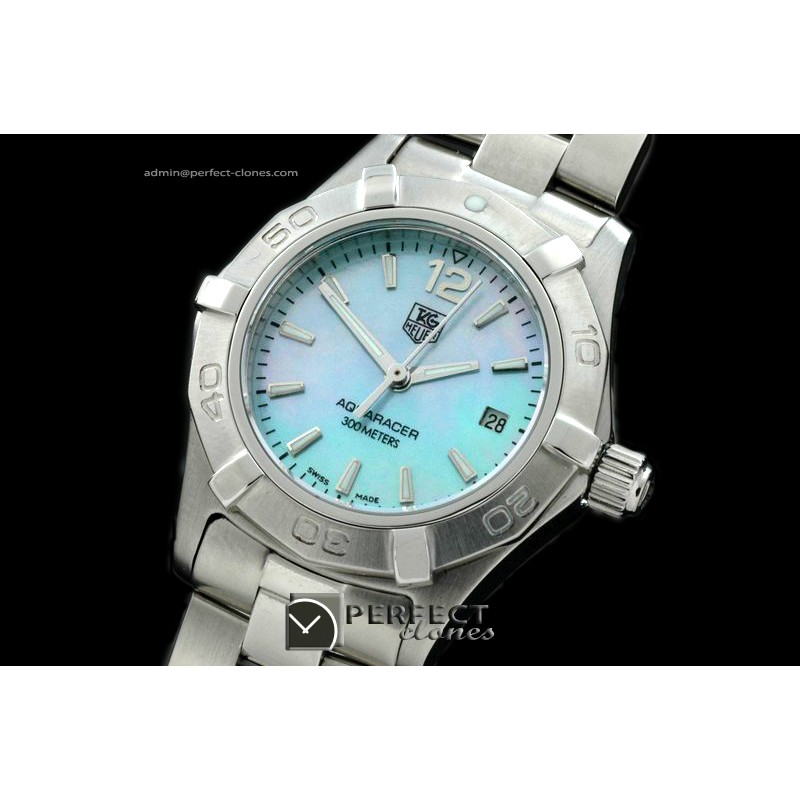 TGAQL10007 Aqracer Ladies SS/SS Mop Blue Stk S-Qtz
