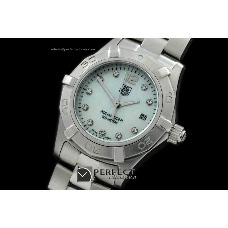 TGAQL10013 Aqracer Ladies SS/SS P-White Diam S-Qtz