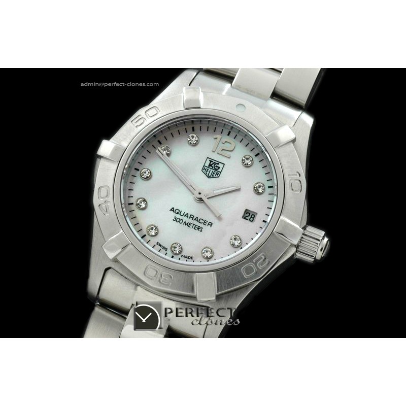 TGAQL10016 Aqracer Ladies SS/SS MOP Wht Diam S-Qtz