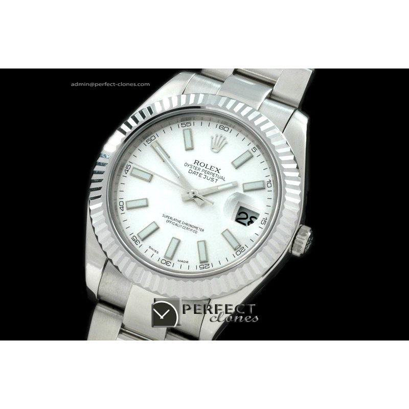 R41DJS00101 SS Oyster Fluted White Sticks Asian Eta 2836-2 25J