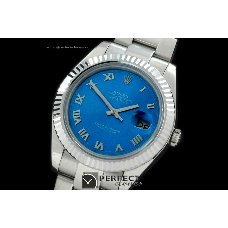 R41DJS00113 SS Oyster Fluted Blue Roman Asian Eta 2836-2 25J