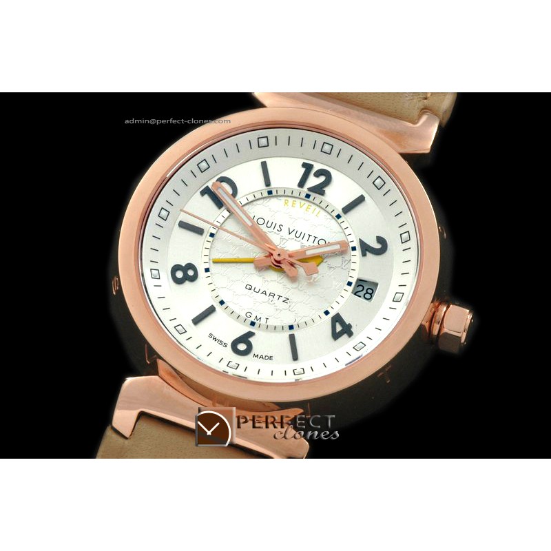 LVTBXL1006 Mid Size/XL Ladies Tambour GMT RG/LE White Jap Quartz