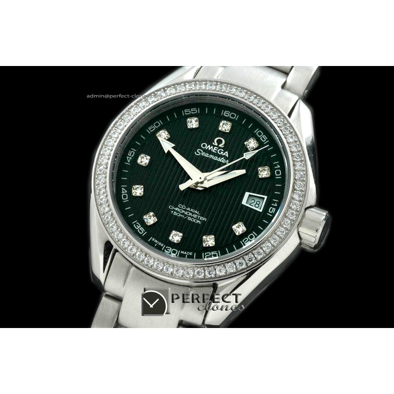 OMDEL10017 Deville Ladies SS/SS/Diam Black Diam Jap Quartz