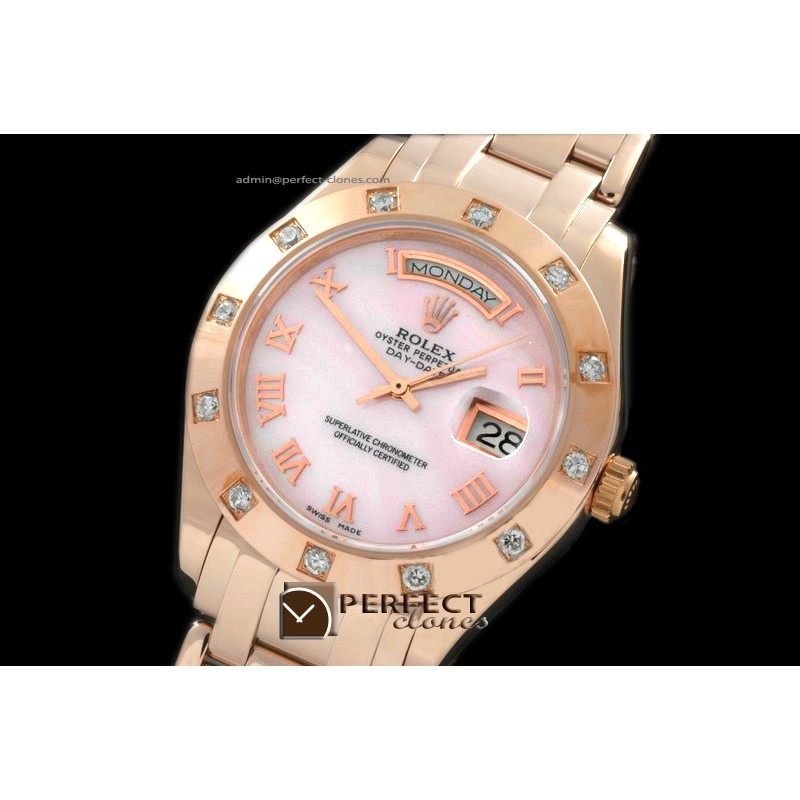 RLMPMR01102 RG 12 Diam Bez MOP Pink Roman Swiss Eta 2836-2