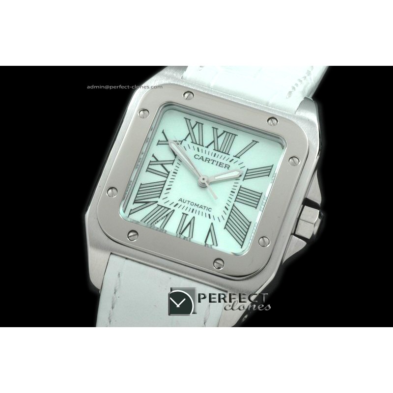 CARS00041WT Santos 10Mid SS/LE Wht Swiss Eta 2671