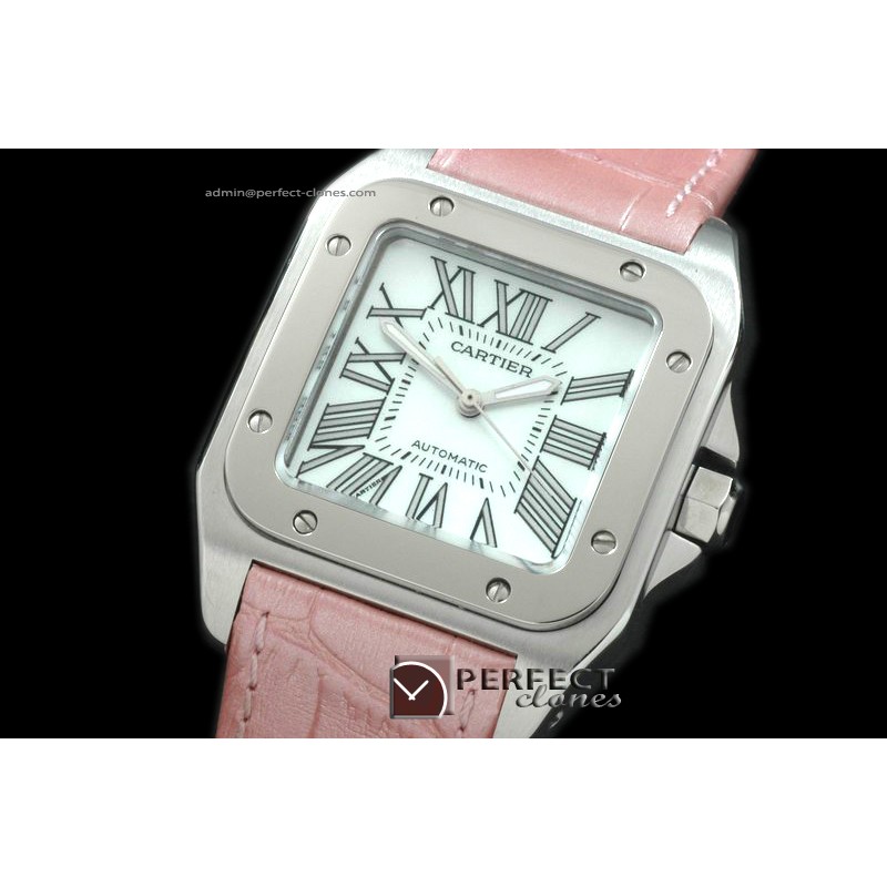 CARS00041PK Santos 10Mid SS/LE Wht Swiss Eta 2671