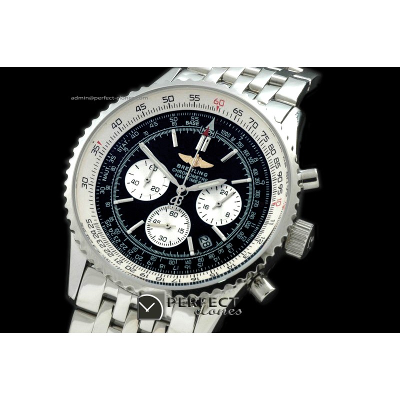 BLNV10102S Navitimer SS/SS Black Jap Quartz Chrono