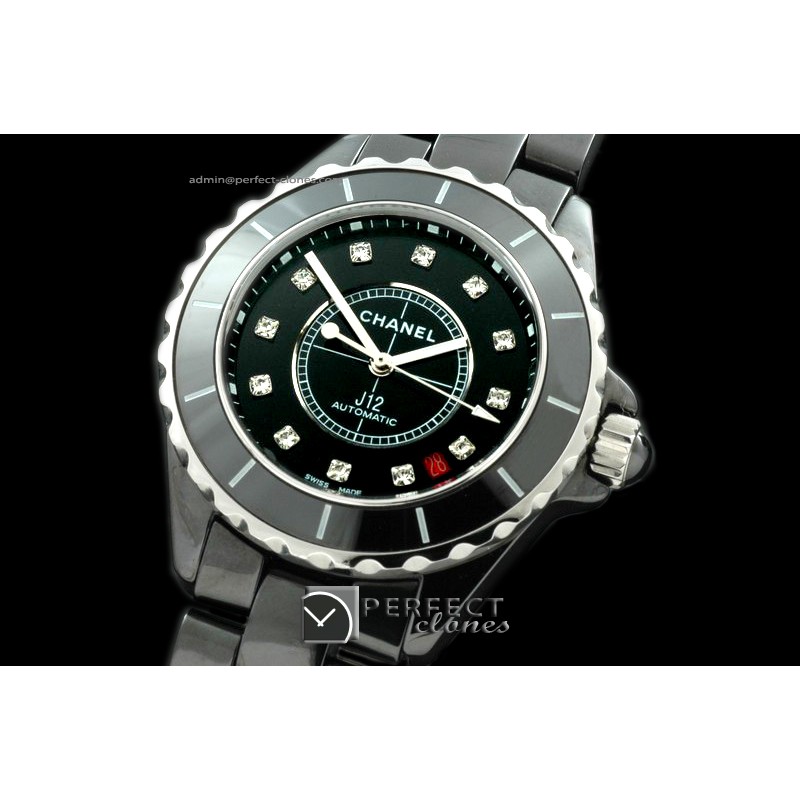 CHA00187 J12 BN Limited Ed Black Ceramic Men Asia Eta 2824-2