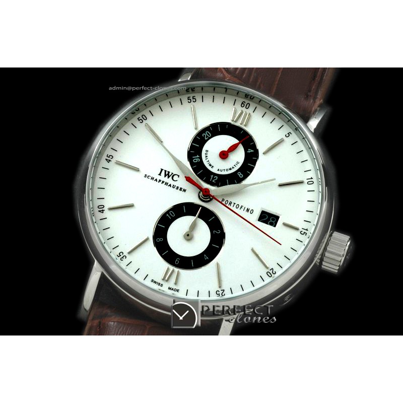 IWPT10023 Portofino Chrono SS/LE Wht/Blk Asian 21J Faux Chrono