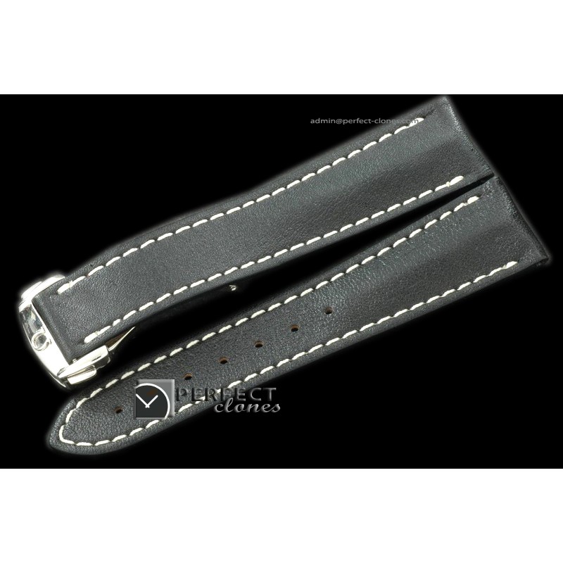 OMLE10009 Black Calf leather strap For 45.5mm PO C/W Clasp