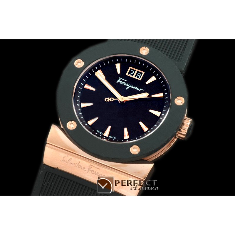 FGM01007 Gaucino Men RG/RU Black Swiss Quartz /Boxset