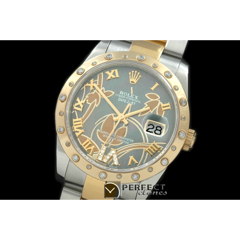 RDJMT06002 2011 Flora Oyster/Diam SS/YG M-Green Swiss Eta 2836-2