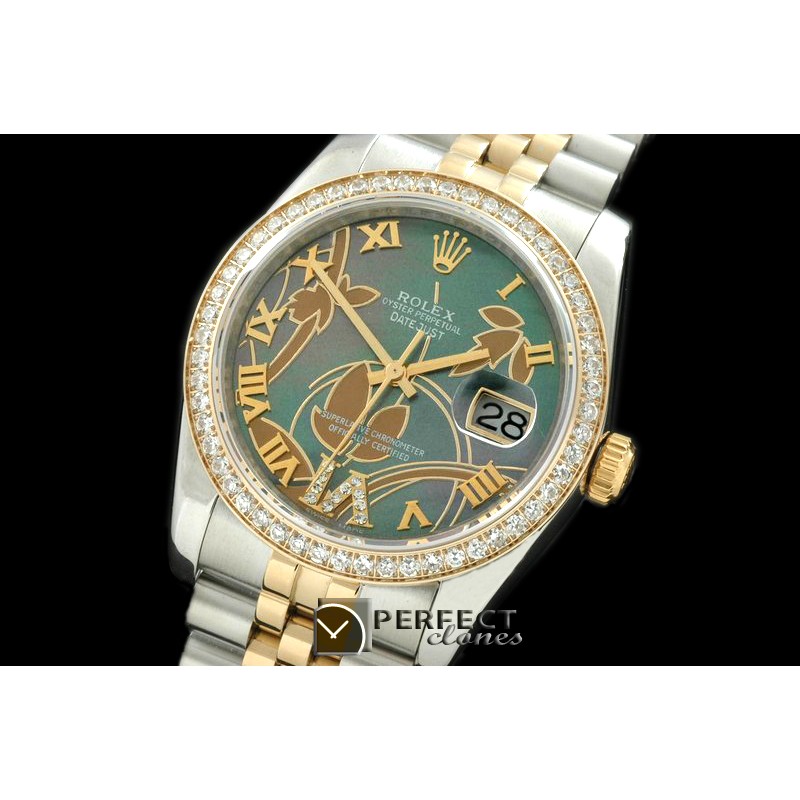 RDJMT06052 2011 Flora Jubilee/Diam SS/YG M-Green Swiss Eta 2836-