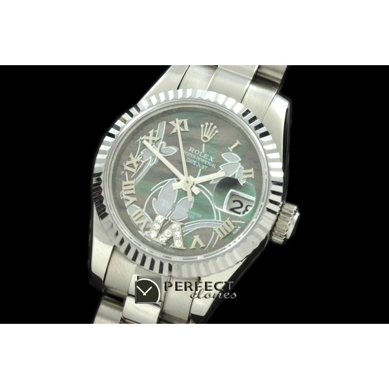 RDJLS06012 2011 Flora Pres/Fluted SS M-Green Swiss Eta 2671-2