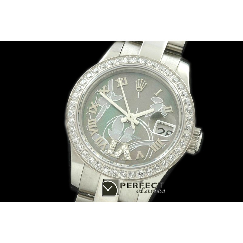 RDJLS06082 2011 Flora Oyster/Diam SS M-Green Swiss Eta 2671-2