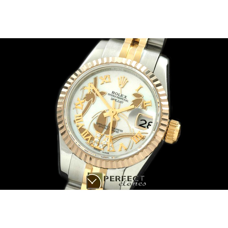 RDJLT06041 2011 Flora Jubilee/Fluted SS/YG P-White Swiss Eta 267