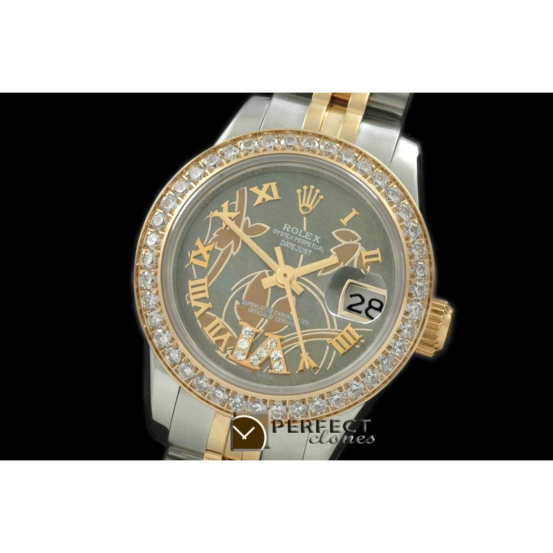 RDJLT06052 2011 Flora Jubilee/Diam SS/YG M-Green Swiss Eta 2671-