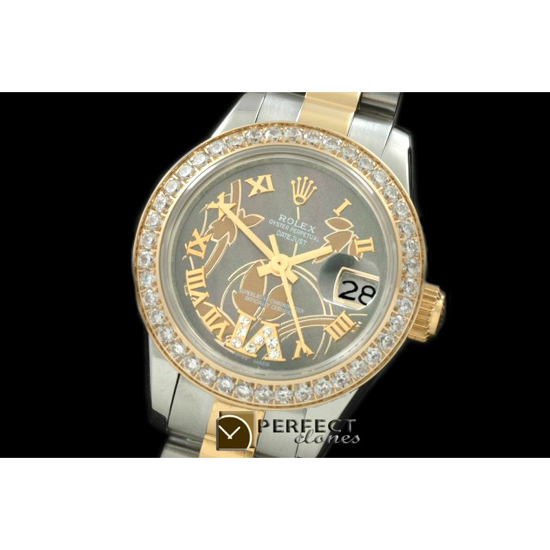 RDJLT06022 2011 Flora Pres/Diam SS/YG M-Green Swiss Eta 2671-2