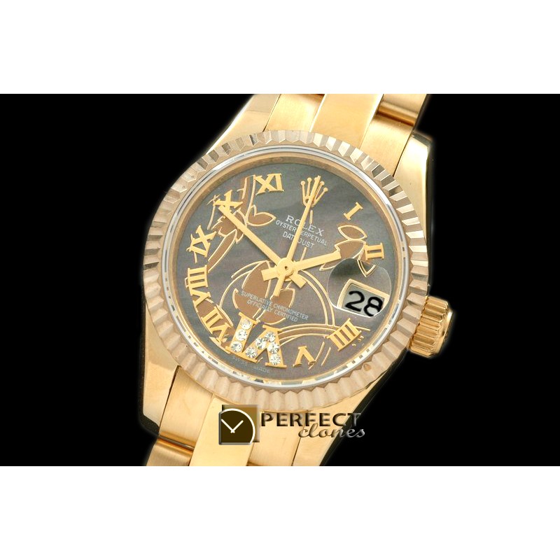 RDJLF06072 2011 Flora Oyster/Fluted YG M-Green Swiss Eta 2671-2