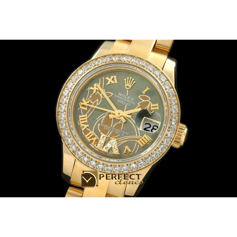 RDJLF06082 2011 Flora Oyster/Diam YG M-Green Swiss Eta 2671-2