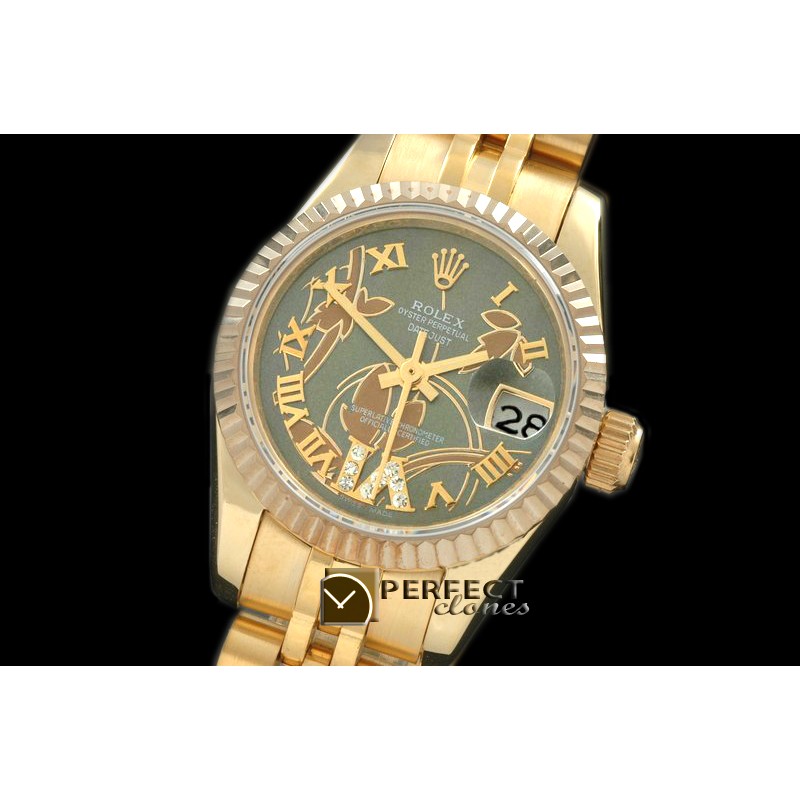 RDJLF06042 2011 Flora Jubilee/Fluted YG M-Green Swiss Eta 2671-2