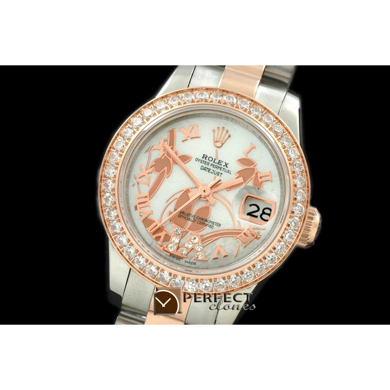 RDJLTR06021 2011 Flora Pres/Diam SS/RG P-White Swiss Eta 2671-2
