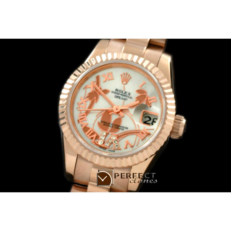 RDJLFR06011 2011 Flora Pres/Fluted RG P-White Swiss Eta 2671-2