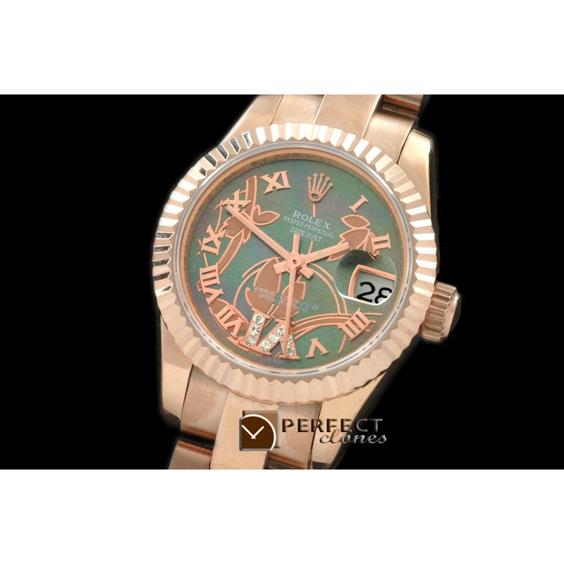 RDJLFR06072 2011 Flora Oyster/Fluted RG M-Green Swiss Eta 2671-2