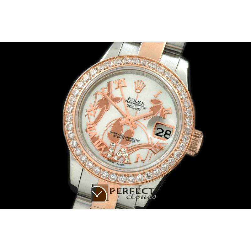 RDJLTR06081 2011 Flora Oyster/Diam SS/RG P-White Swiss Eta 2671-