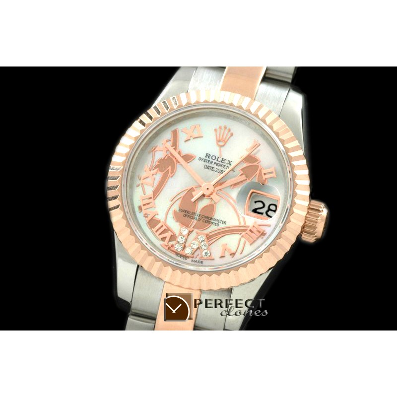 RDJLTR06071 2011 Flora Oyster/Fluted SS/RG P-White Swiss Eta 267