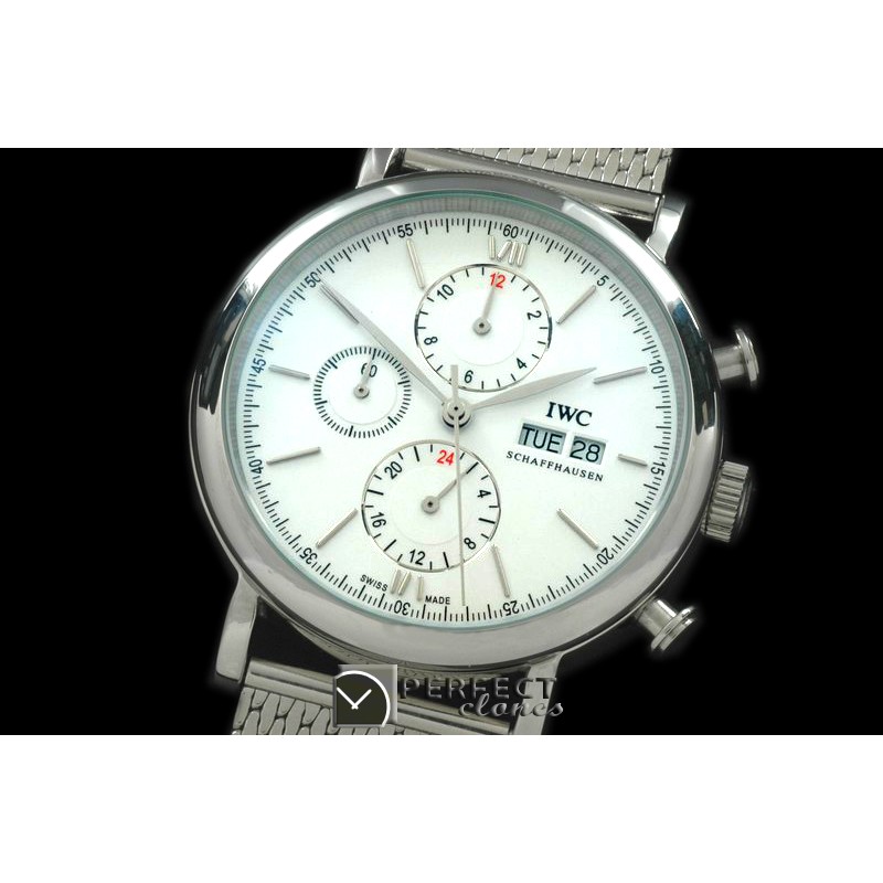 IWPT10026M Portofino Chrono SS/ME White Asian 21J Faux Chrono