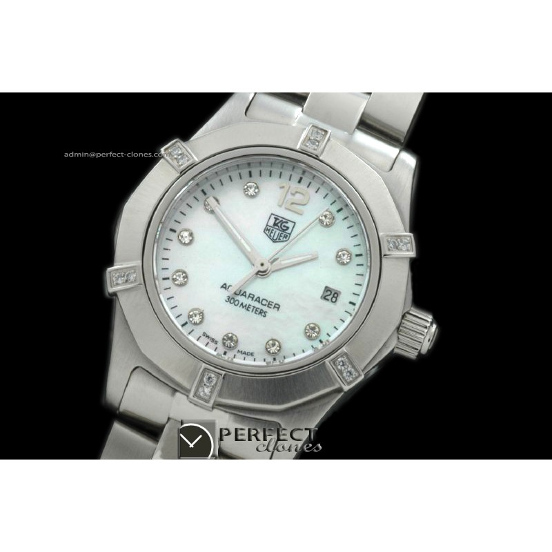 TGAQL10066 Aqracer Ladies SS/SS M-White Diam S-Qtz