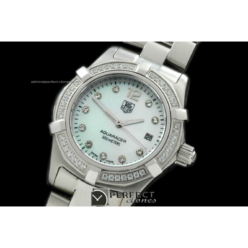 TGAQL10096 Aqracer Ladies SS/SS/Diam MOP Wht Diam S-Q